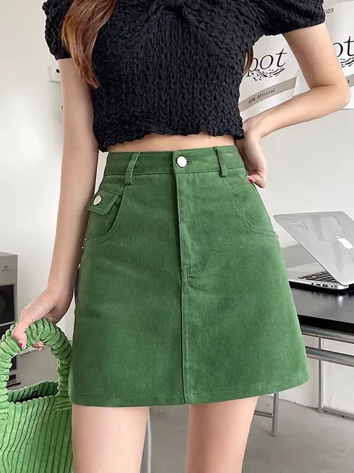 Jupe courte en Jean verte pour femmes