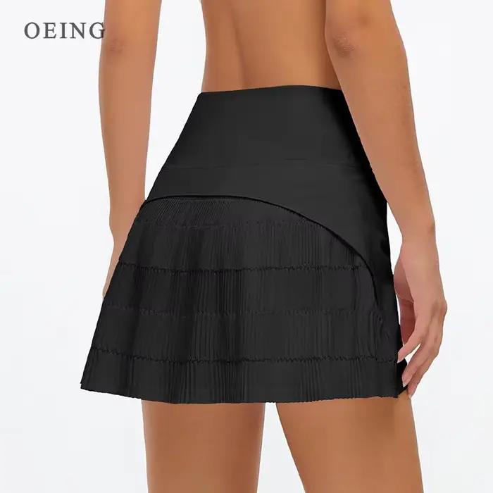 Jupe de sport plissée taille haute avec poches pour femme
