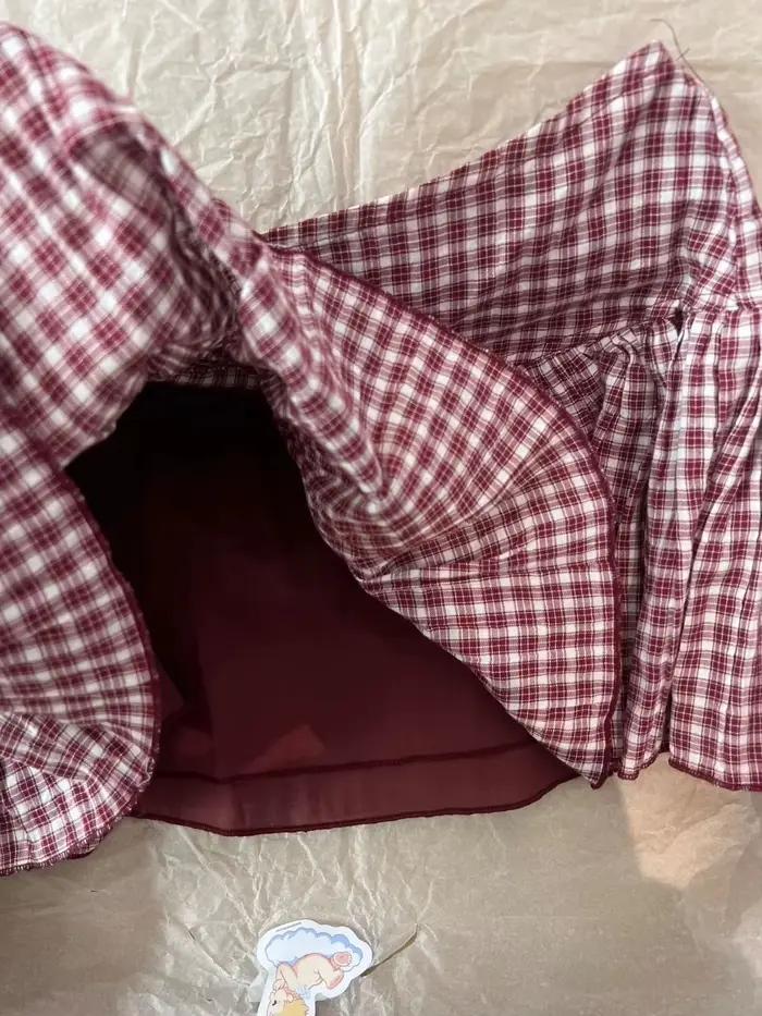 Mini-jupes trapèze rouges à carreaux pour femmes