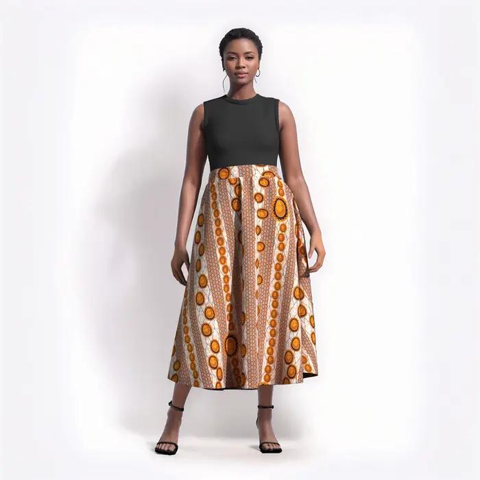Femme longue Maxi jupe pour femmes africain Dashiki imprimé taille haute jupe dames casual traditionnel Ankara jupe WY820