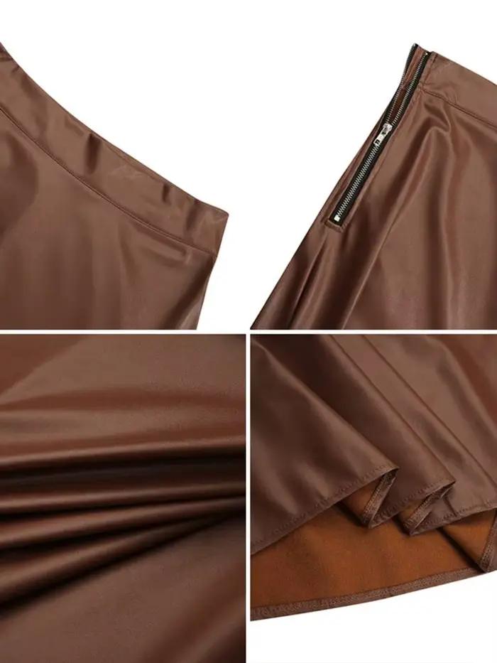 Jupe longue en cuir PU pour femme