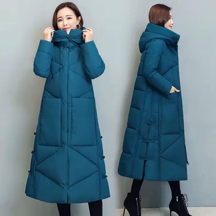 Hiver Long manteau femmes 2025 mode nouveau épaissir coton rembourré chaud neige vêtements d'extérieur en vrac femme coupe-vent à capuche veste Parkas