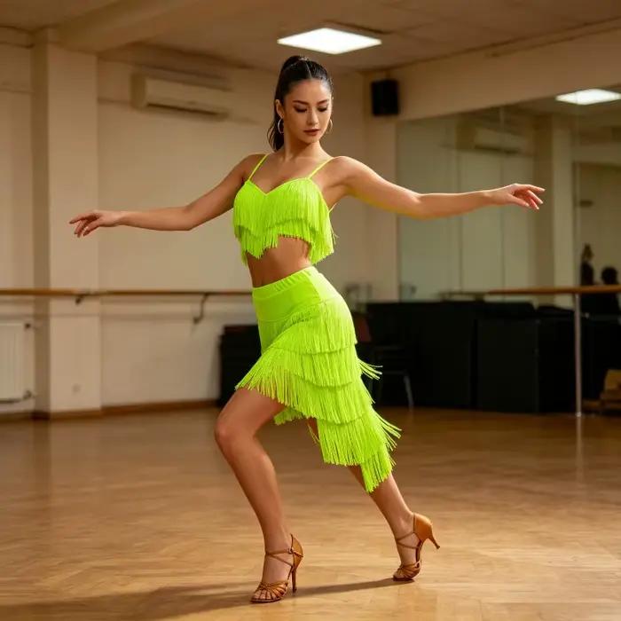 Jupe de danse latine à franges pour femmes