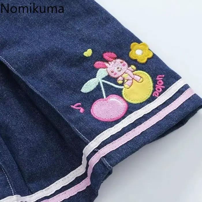 Denim Mini jupes 2025 Faldas Mujer De Moda mignon a-ligne douce Jupe été Chic Saia dessin animé broderie plissée Y2k