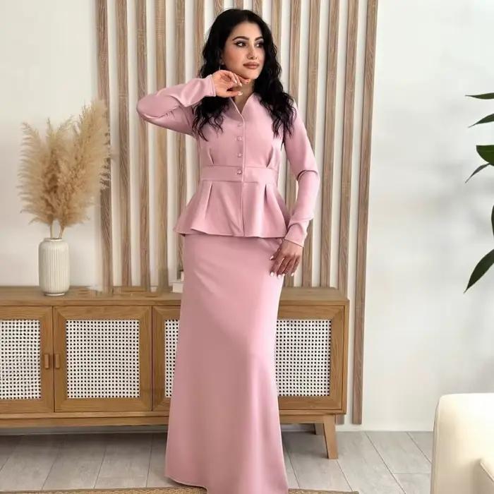 Lotus Leaf – haut élégant à manches longues avec jupe longue, costume Slim, à la mode, automne 2025