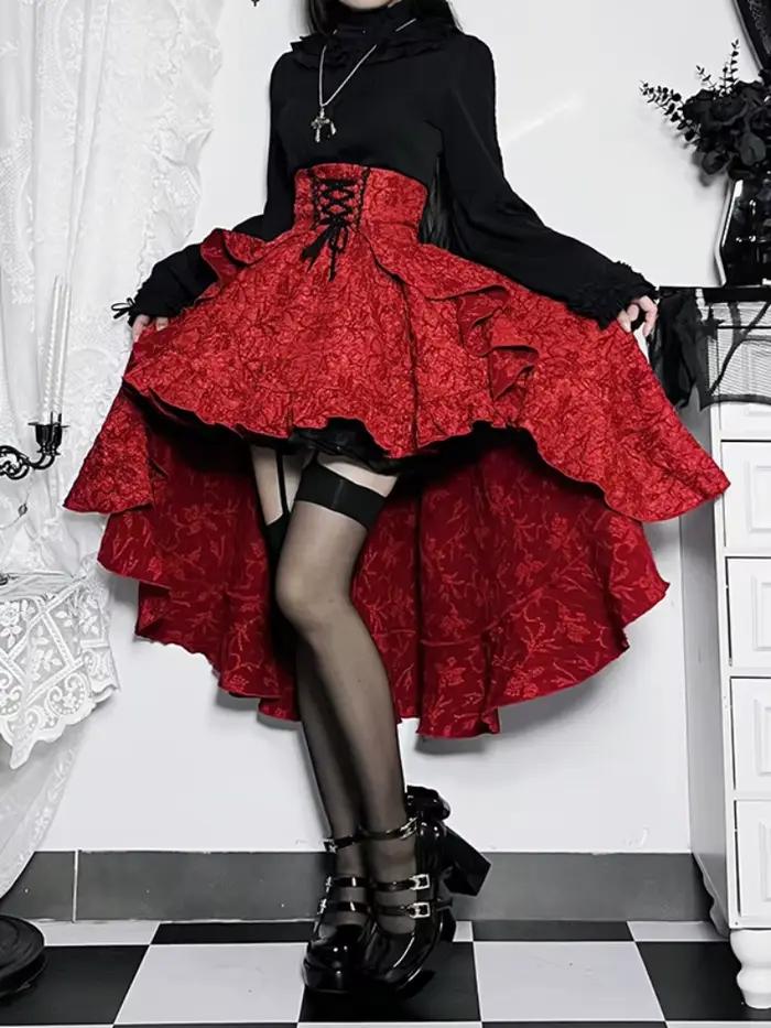 Jupe gothique rétro taille haute pour femme