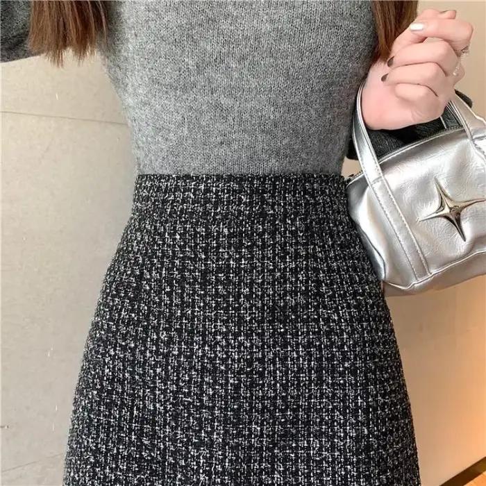 Mini jupes en laine taille haute pour femmes