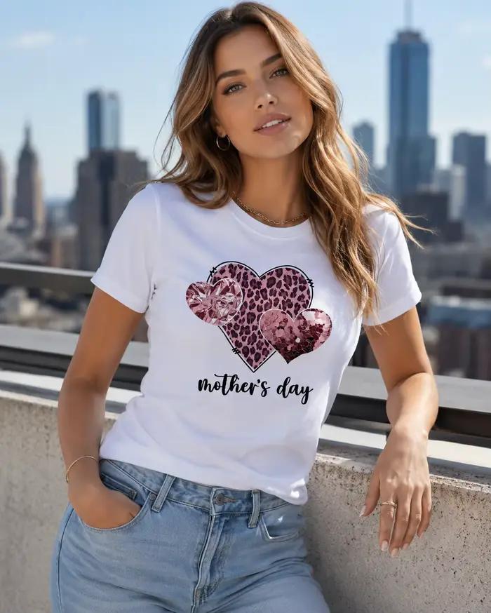 T-shirt imprimé léopard et cœur