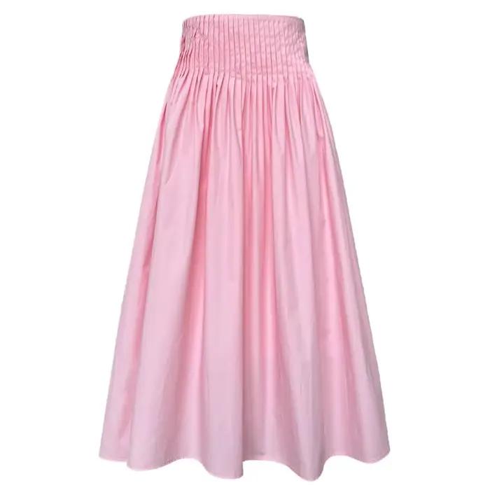 Vêtements plissés roses pour femmes, nouveau design, niche, taille haute, longueur moyenne, grande jupe parapluie, début du printemps