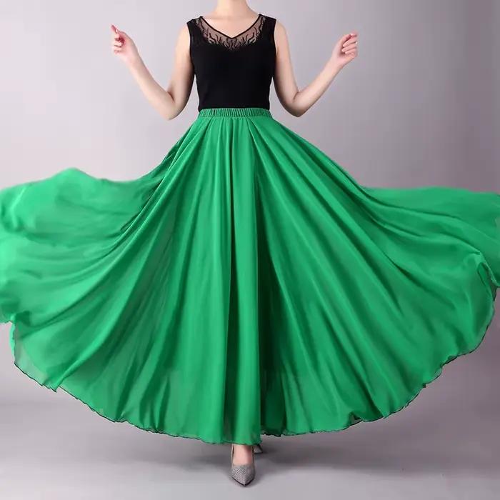 Jupe longue en mousseline de soie pour femmes