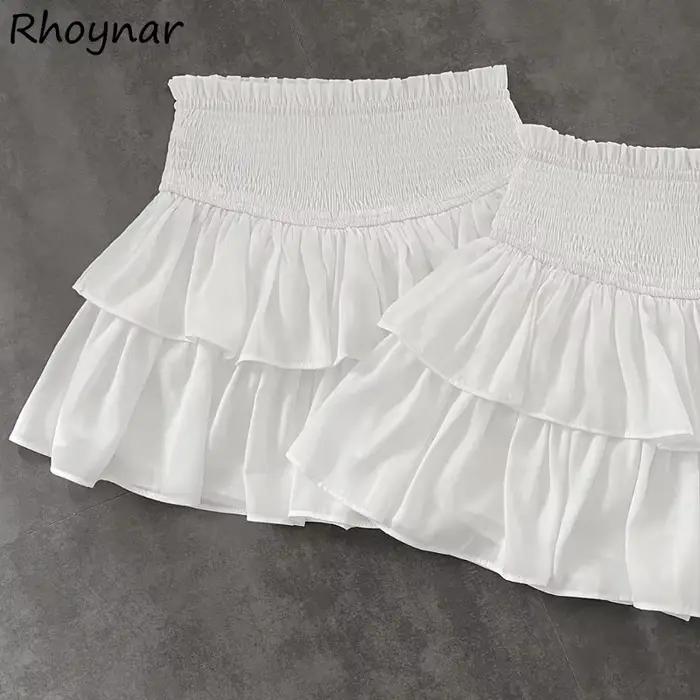 Jupe taille haute à volants pour femme
