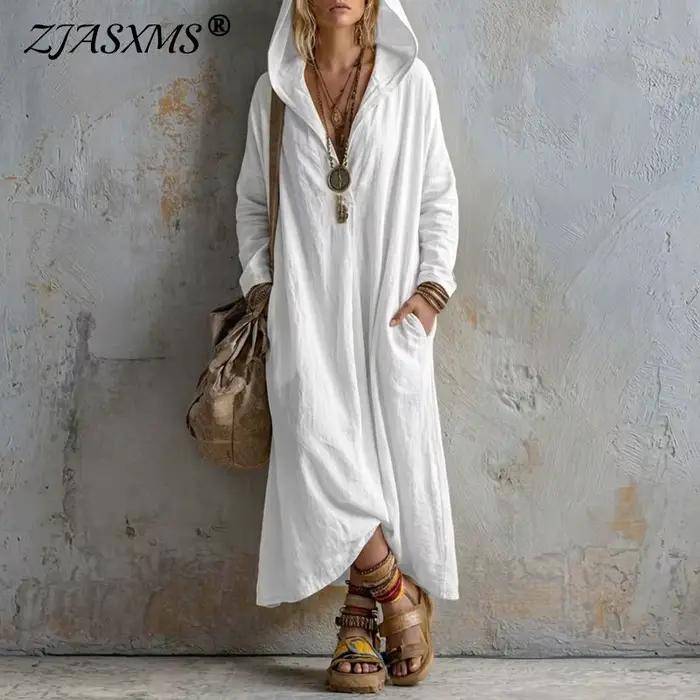 Robe longue à capuche bohème pour femme