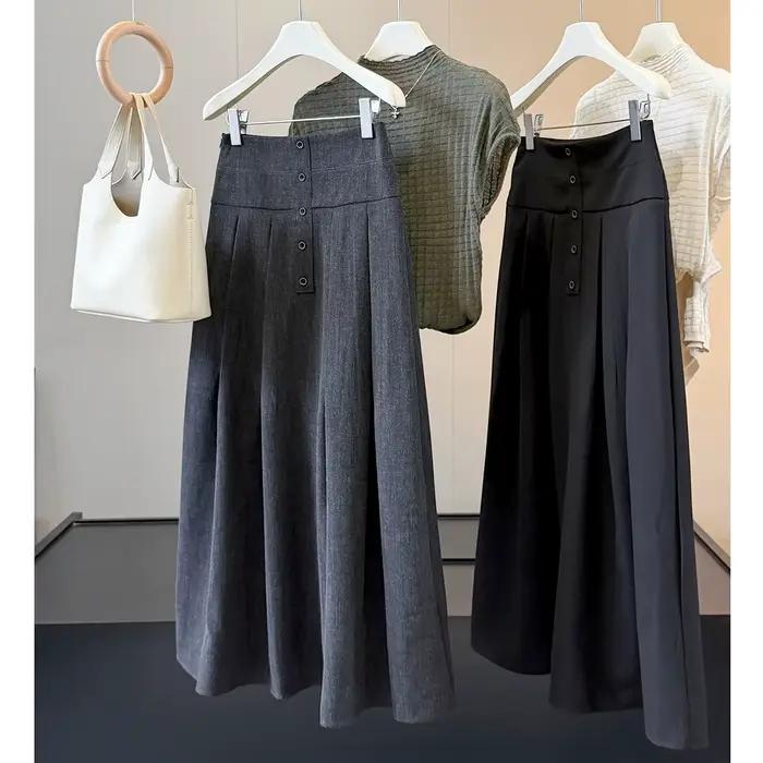 Jupe midi plissée taille haute amincissante pour femme, nouvelle collection automne, coupe ajustée, style tailleur