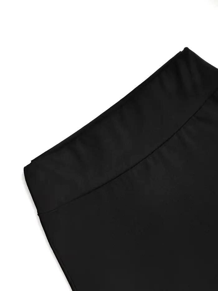 Jupe midi unie glamour taille haute coupe évasée pour cocktails et événements élégants occasions spéciales femmes juniors Polyester Elasthanne