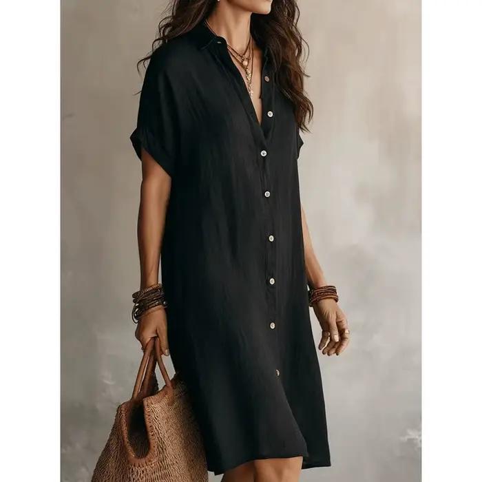 Robe chemise en lin pour femme