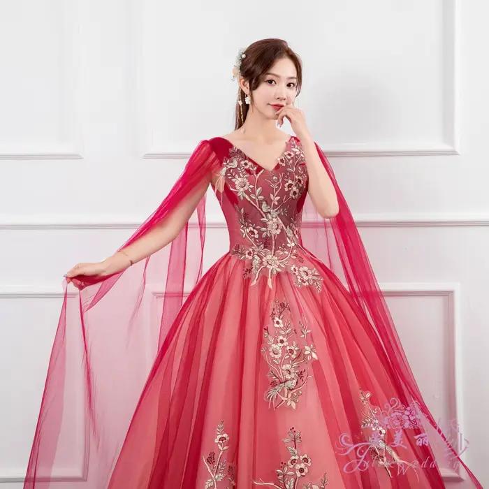 Robe de Mariée Longue Bouffante Brodée, Tenue de Spectacle, de Remise de Diplôme, de ixd'Anniversaire, de Demoiselle d'Honneur, de Bal