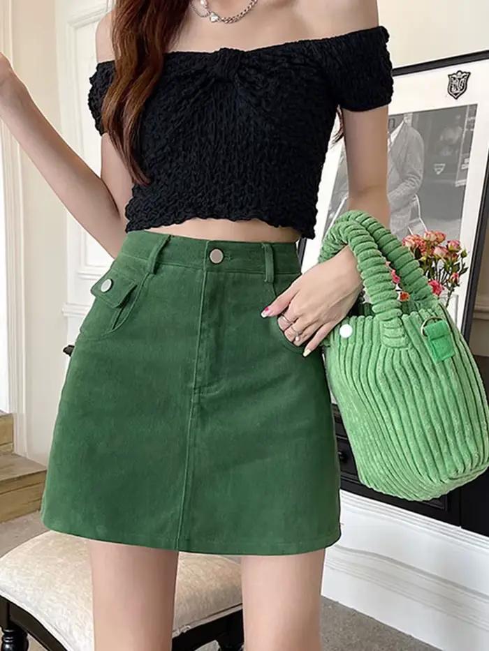 Jupe courte en Jean verte pour femmes