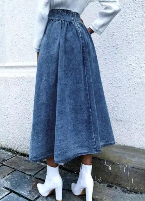 Jupe mi-longue en Denim pour femmes