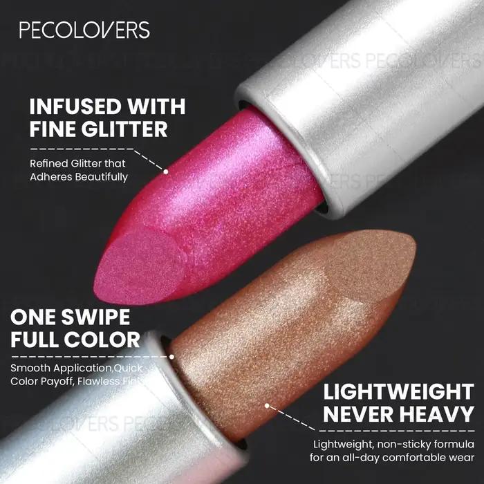 1PC Rouge à lèvres nacré scintillant, brillance éclatante, effet métallique, brillant à lèvres longue durée, texture brillante, maquillage pour soirée et rendez-vous