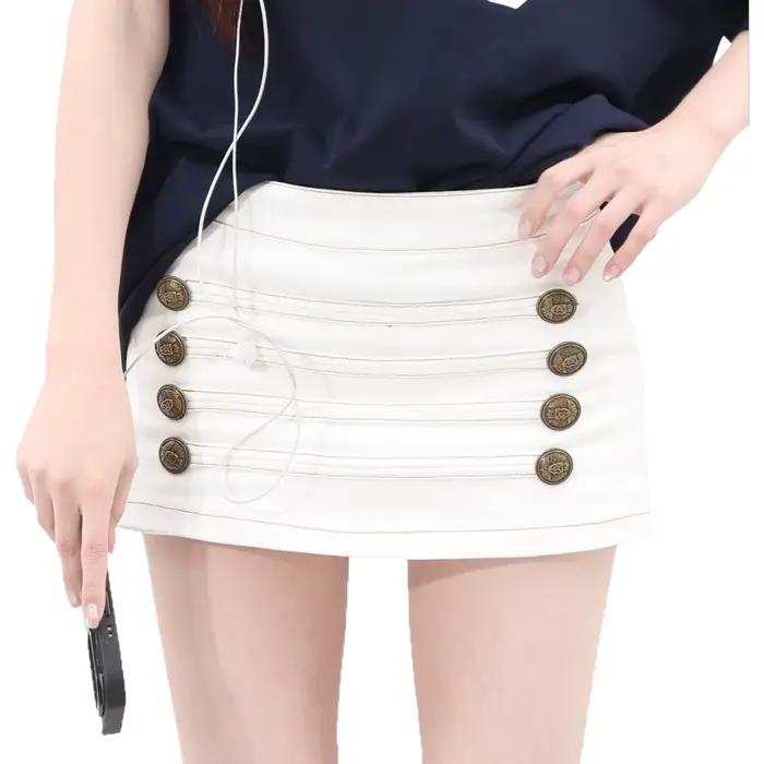 Mini-jupe en jean blanche élastique pour femme, nouvelle collection été, coupe ample amincissante, polyvalente, style frais et doux