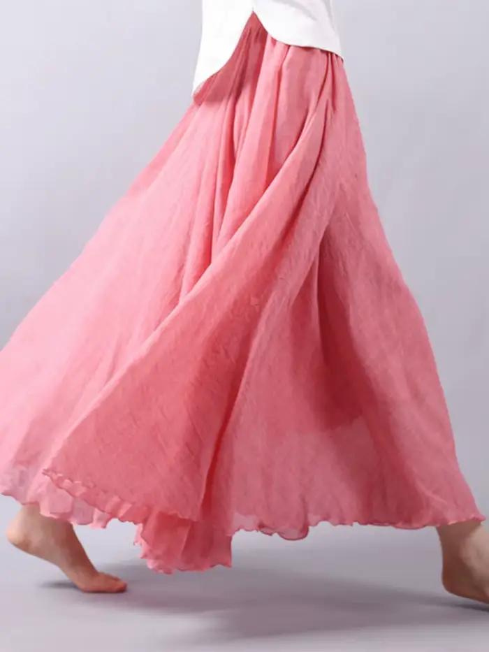 Jupe maxi en lin taille haute pour femmes