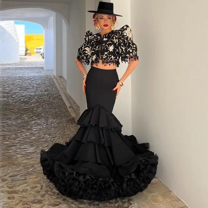 Jupe de flamenco noire pour femme