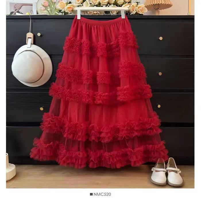 Jupe tutu en maille à volants pour femme