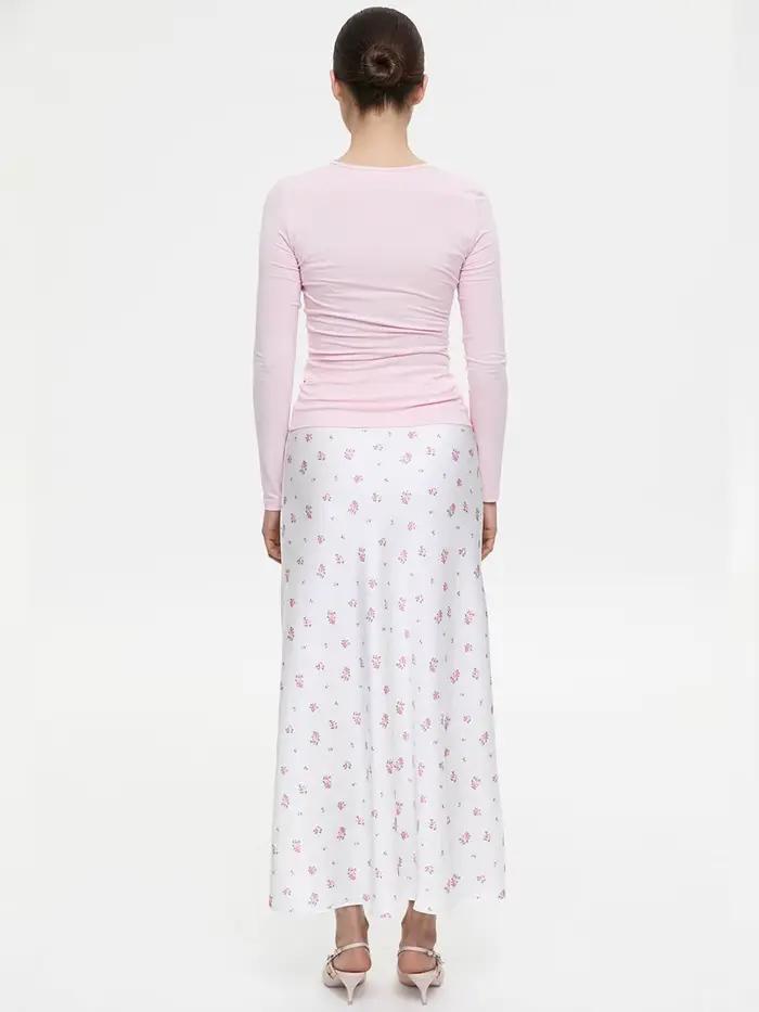 Jupe mi-longue imprimée à fleurs pour dames