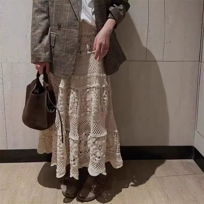 Semi-jupe longue en Crochet pour femmes