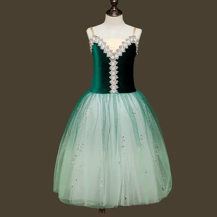 Jupe Tutu de Ballet en Velours Vert Dégradé pour Femme