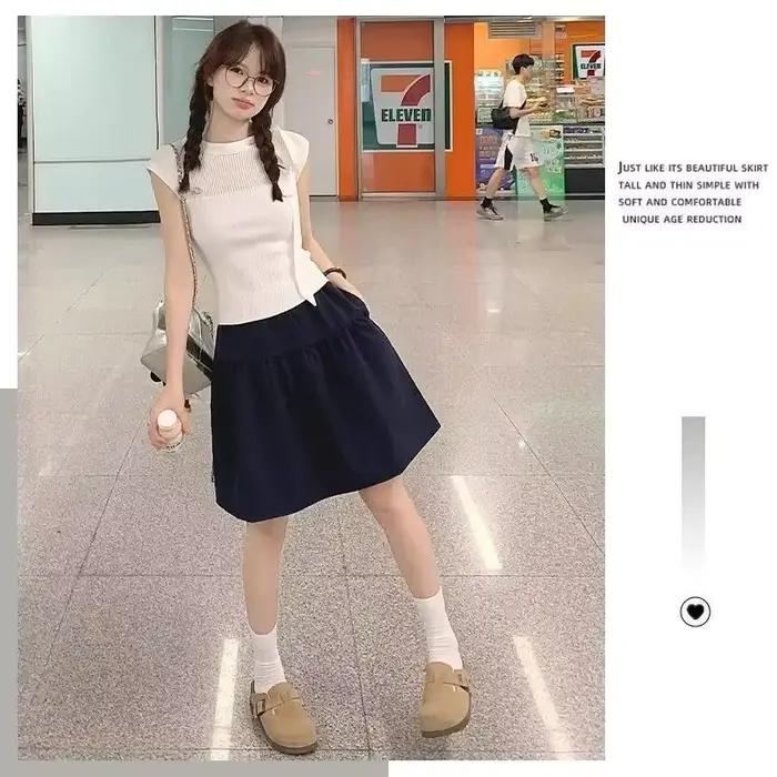 Jupe mini trapèze kaki pour femme