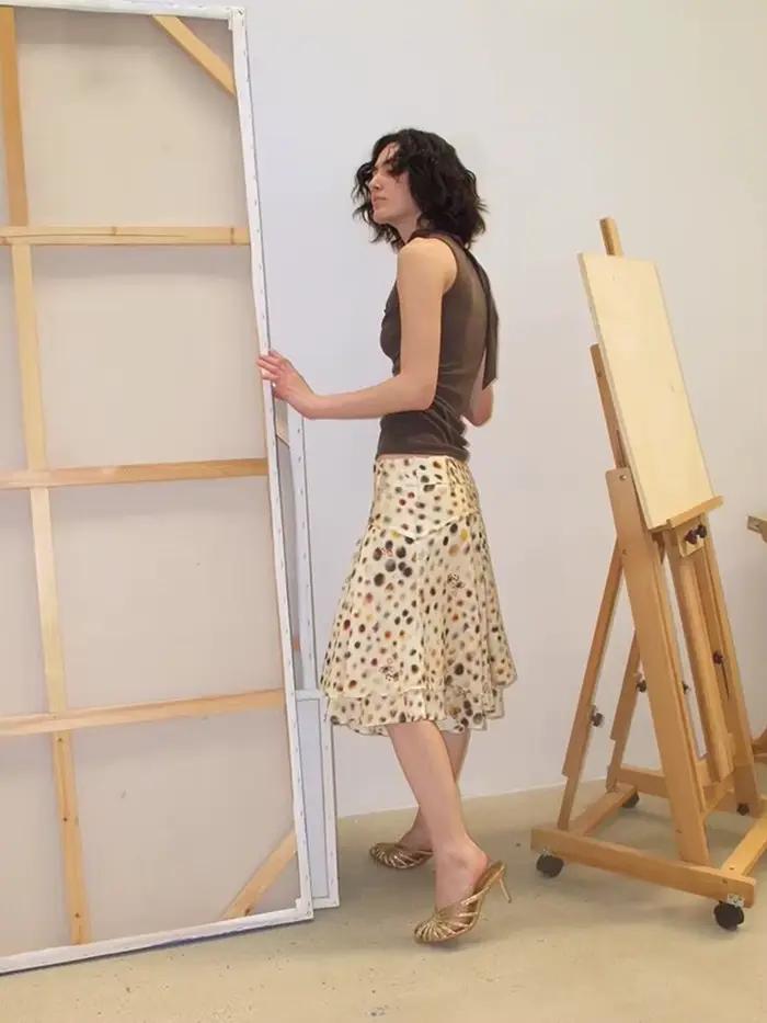 CHEERART Jupe d'été à pois psychédéliques pour femme, jupe trapèze superposée longueur genou, tendances mode 2026
