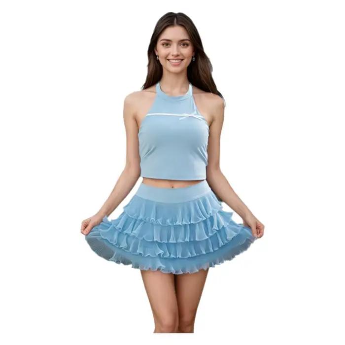Jupe de tennis taille haute style ballet pour femme, séchage rapide, idéale pour l'été, le sport et le yoga, avec protection anti-exposition