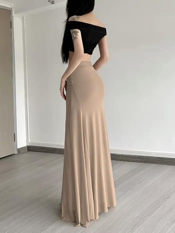 Jupes longues de couleur unie pour femmes