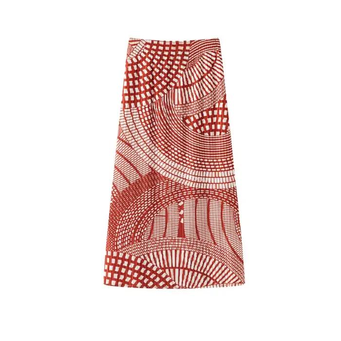 Jupe plissée Miyake rouge imprimée
