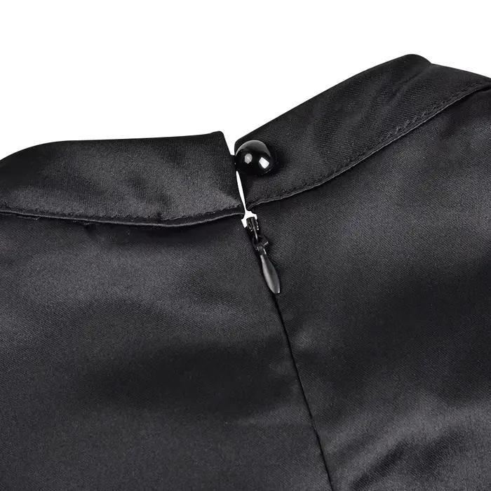 Robe mi-longue noire élégante pour femme, col mi-haut, taille haute, robes trapèze, coupe couvertes, femme de bureau, monochromatique, robe éducative