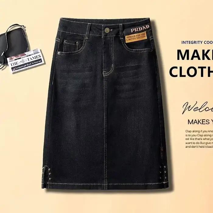 Jupe en jean taille haute pour femme