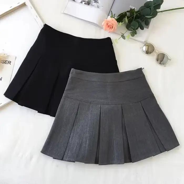 Mini jupe plissée taille haute pour femme