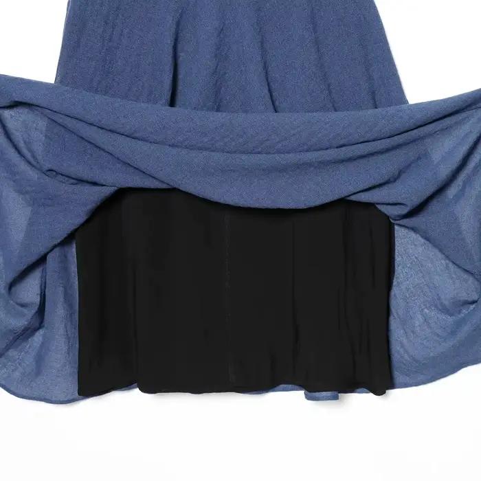Nouvelle Collection Printemps-Été 2026 : Jupes Longues Plissées Vintage Bleu Marine en Lin pour Femme – Élégance et Qualité Supérieure pour le Bureau