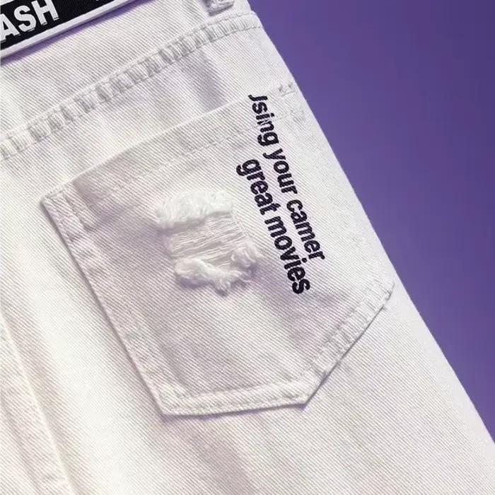 Jupe en jean blanche pour femmes, jupes longues avec lettres imprimées, style coréen, mode gothique, nouveau