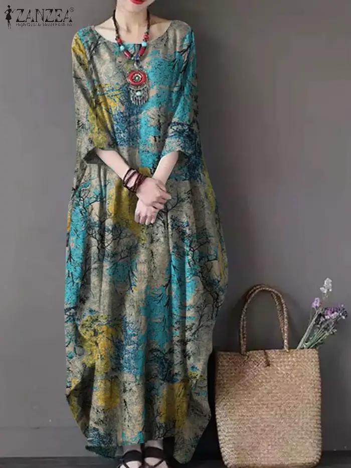 Robe imprimée vintage pour femme