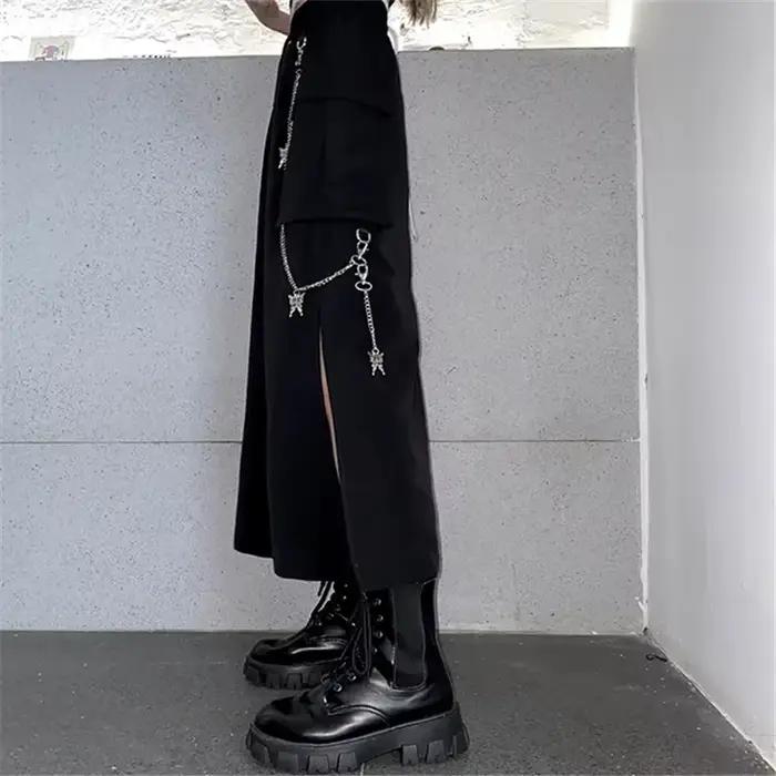 Jupe longue noire de Style coréen pour femmes