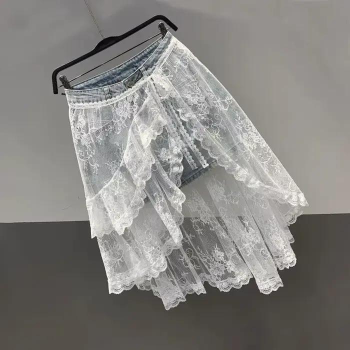 Jupe en jean taille haute amincissante pour femme