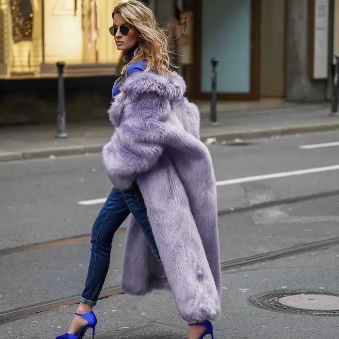 Manteau de fourrure Toka de style européen pour femme, veste longue, mode hipster de rue, épaissi, automne, hiver