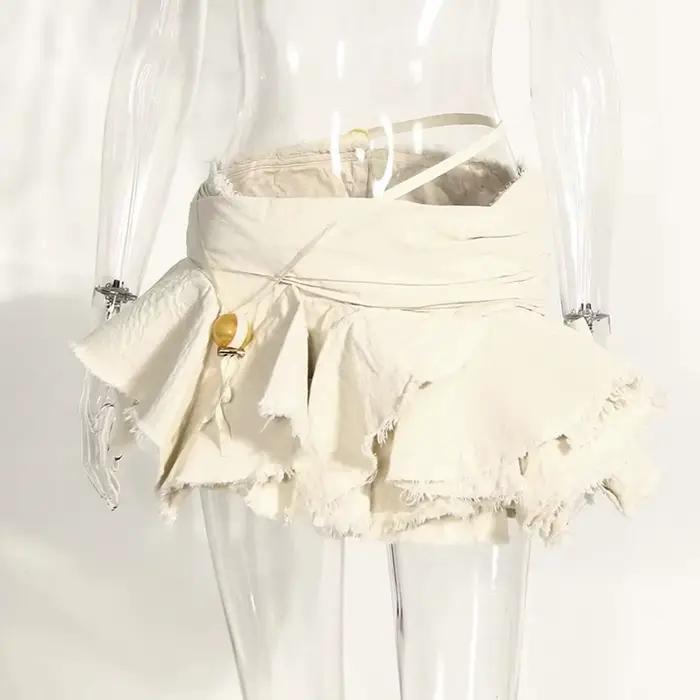 Mini jupe plissée asymétrique pour femme