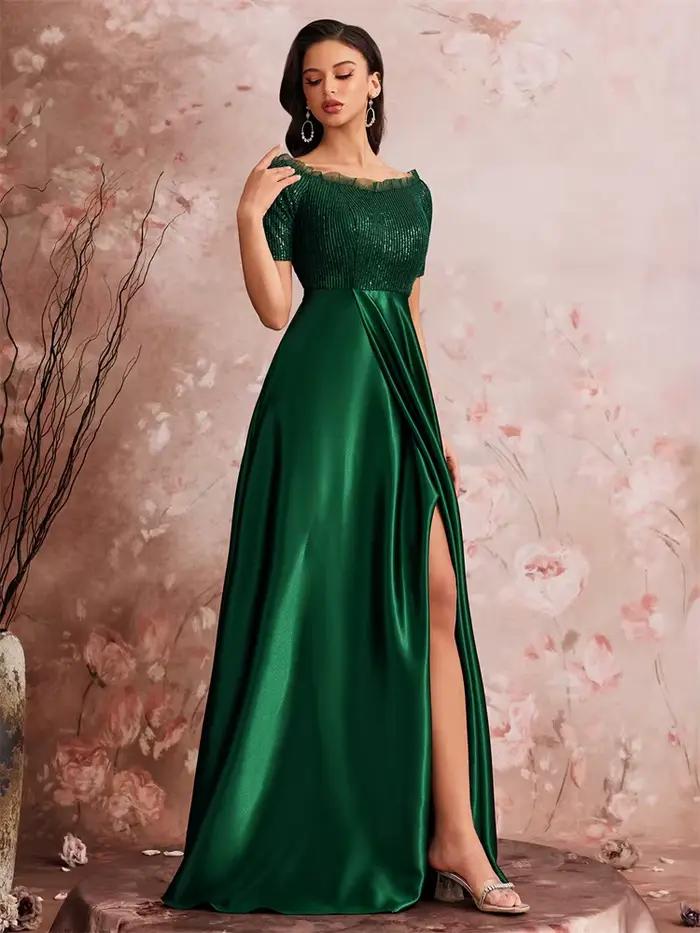 Robe de soirée de luxe en Satin vert