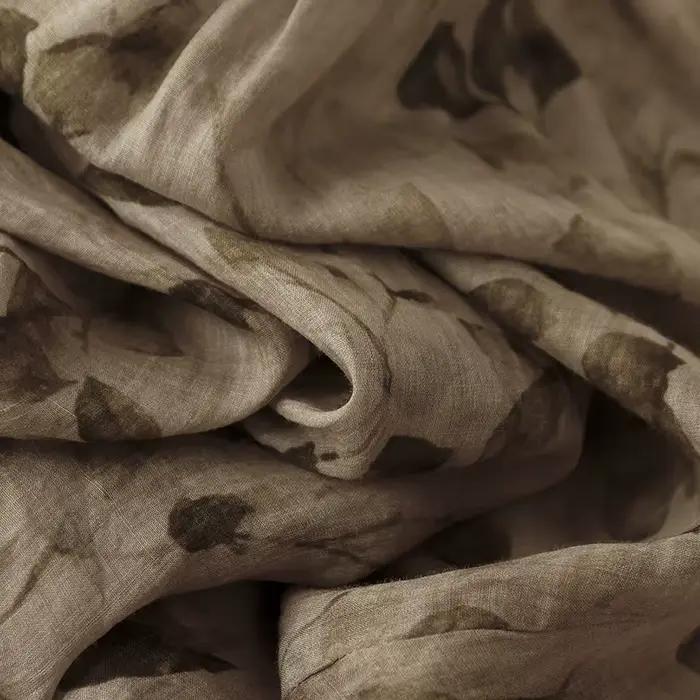 Jupe taille haute imprimée double couche en coton et lin pour femmes