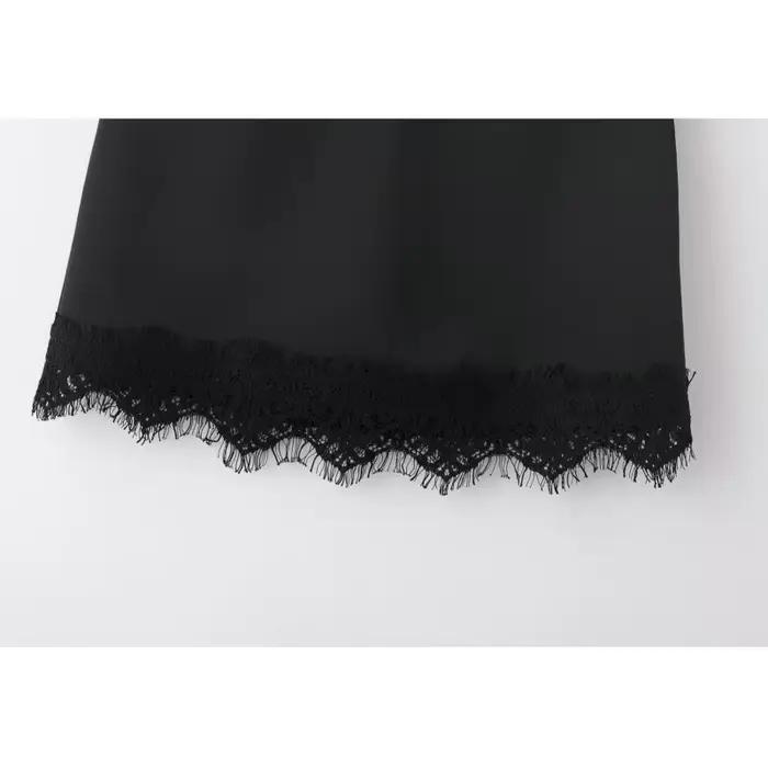 Jupe midi femme avec ourlet en dentelle