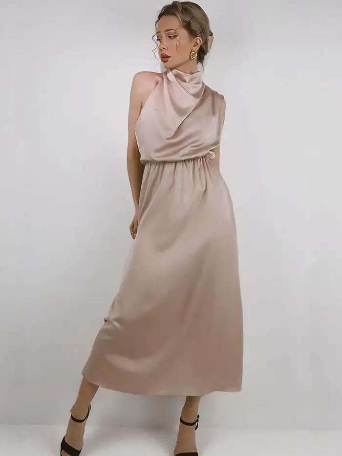 Robe longue d'été en Satin de soie pour femmes