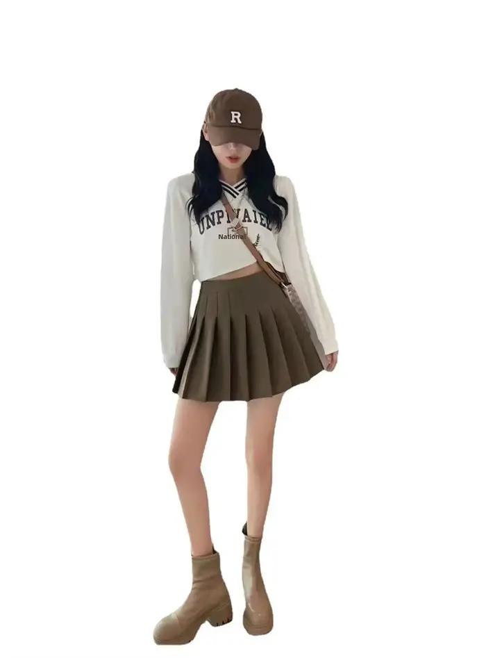 Jupe plissée noire pour femme, mini-jupe d'été style tennis, taille haute amincissante, coupe trapèze mi-longue pour jeunes filles, en polyester